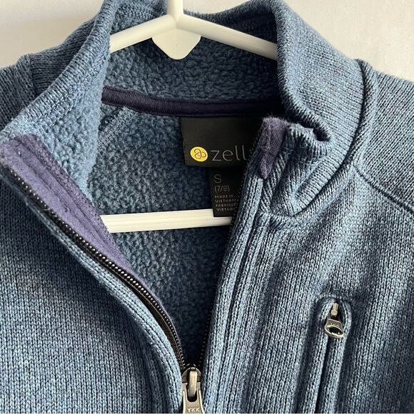 Zella Kid's Navy Blue 1/4 Zip Pullover Knit Fleece Jacket - Picture 4 of 8